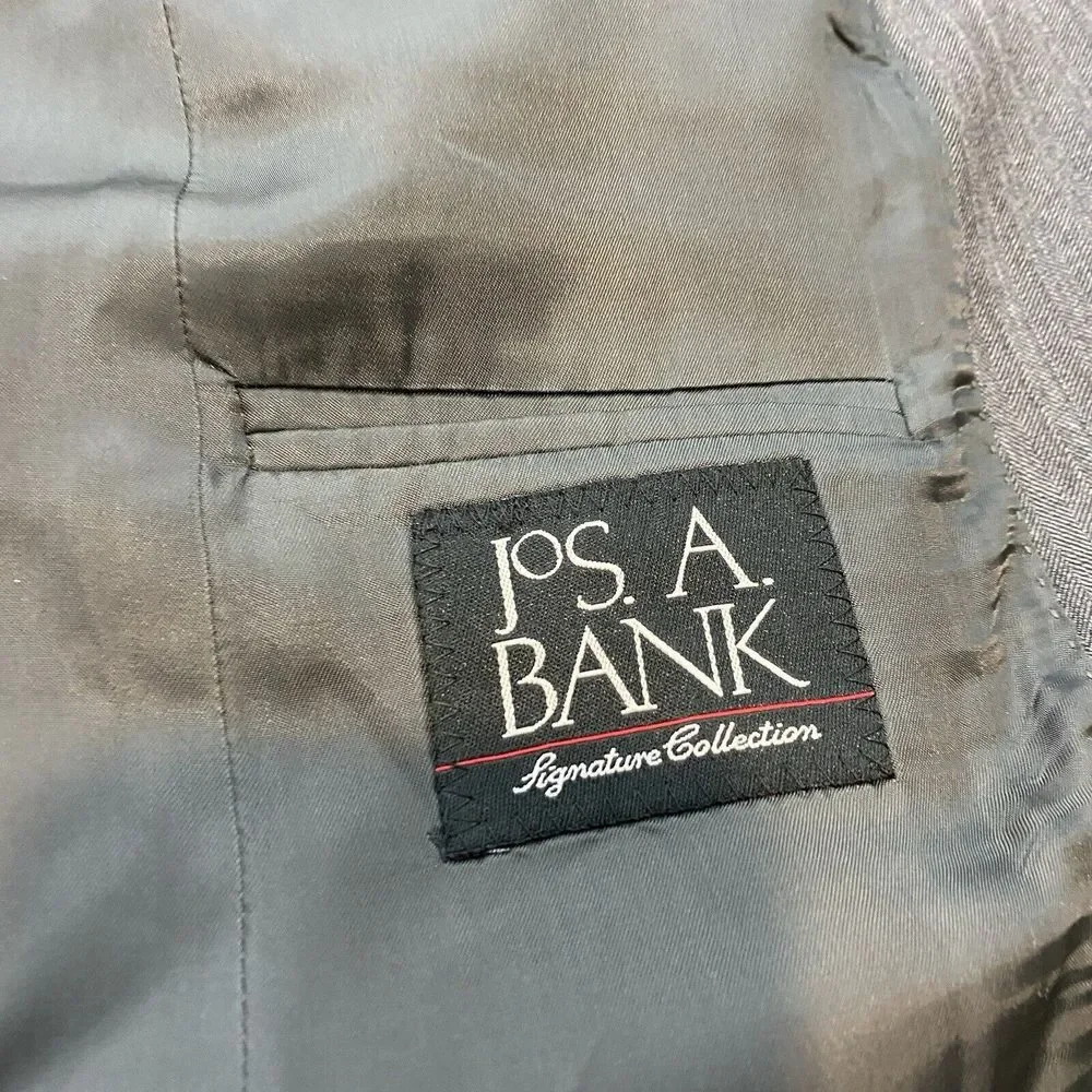 Jos A Bank Sport Coat Mens Size 38R Wool Gray Two Button‎ Signature Collection